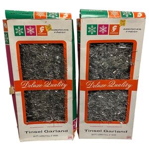 Vintage Frankie Silver Tinsel Garland 50ft Long x 3" Wide  2 Boxes
